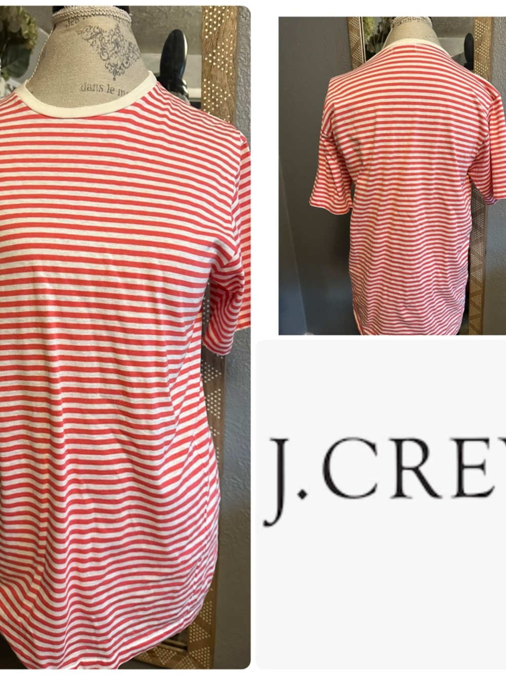 J. Crew | Vintage Red & White Striped Crewneck T-Shirt - Men